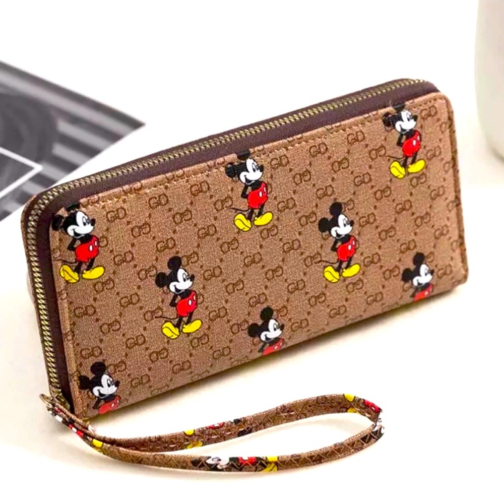 Brown Women Wallets Cute Mouse Purse Ladies PU Leather Phone Holder Bag